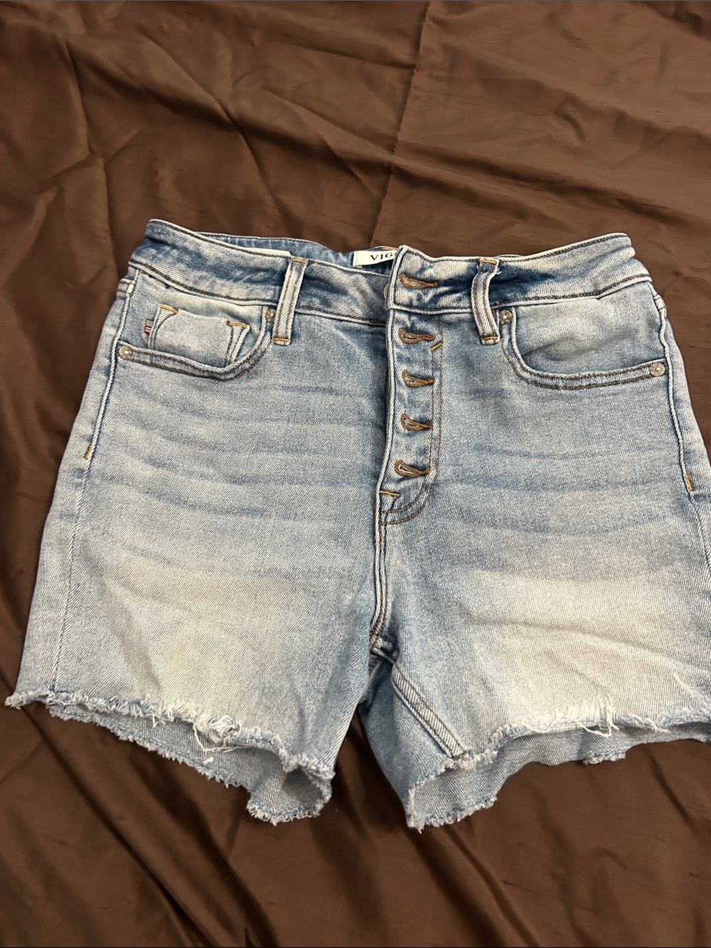 Vigoss Light Blue Button-Fly High-Rise Denim Shorts